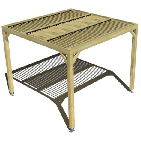 Pergola bois • 3m x 3m • indépendante • sens largeur • lames orientables bioclimatiques incluses • livraison comprise
