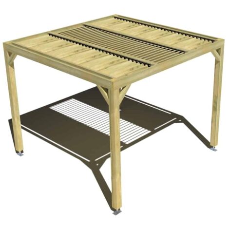 Pergola bois • 3m x 3m • indépendante • sens profondeur • lames orientables bioclimatiques incluses • livraison comprise