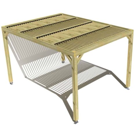 Pergola bois • 3m x 4m • adossée • sens largeur • lames orientables bioclimatiques incluses • livraison comprise