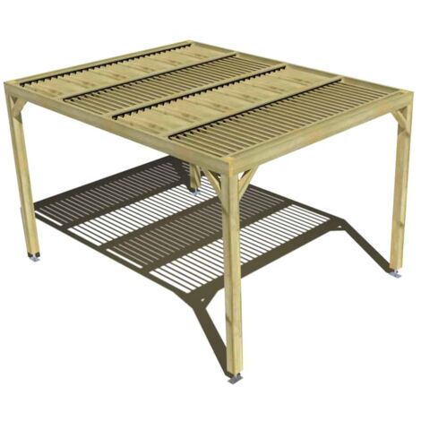 Pergola bois • 3m x 4m • indépendante • sens largeur • lames orientables bioclimatiques incluses • livraison comprise