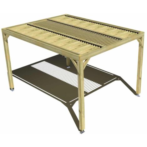 Pergola bois • 3m x 4m • indépendante • sens profondeur • lames orientables bioclimatiques incluses • livraison comprise