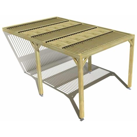 Pergola bois • 3m x 5m • adossée • sens largeur • lames orientables bioclimatiques incluses • livraison comprise
