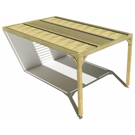 Pergola bois • 3m x 5m • adossée • sens profondeur • lames orientables bioclimatiques incluses • livraison comprise
