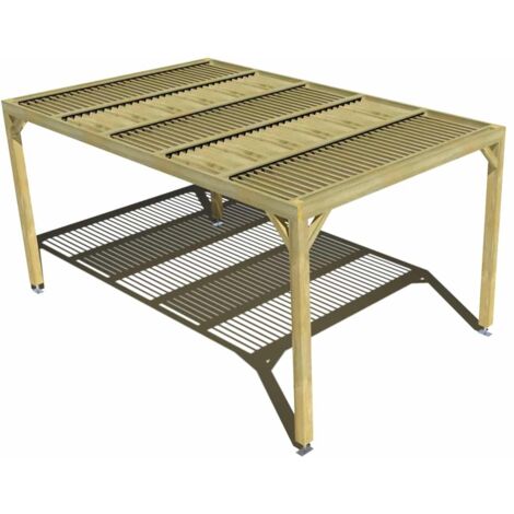 Pergola bois • 3m x 5m • indépendante • sens largeur • lames orientables bioclimatiques incluses • livraison comprise