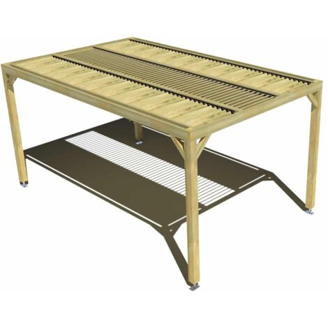 Pergola bois • 3m x 5m • indépendante • sens profondeur • lames orientables bioclimatiques incluses • livraison comprise