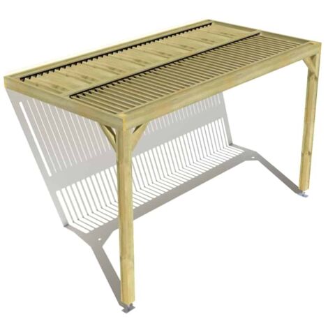 Pergola bois • 4m x 2m • adossée • sens largeur • lames orientables bioclimatiques incluses • livraison comprise