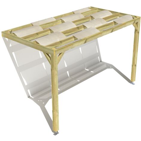 Pergola bois • 4m x 2m • adossée • sens largeur • voilage semi-transparent inclus • livraison comprise