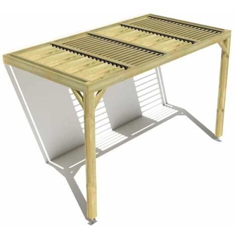 Pergola bois • 4m x 2m • adossée • sens profondeur • lames orientables bioclimatiques incluses • livraison comprise