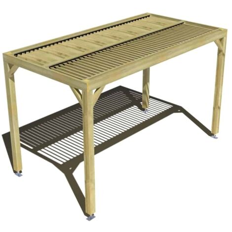 Pergola bois • 4m x 2m • indépendante • sens largeur • lames orientables bioclimatiques incluses • livraison comprise