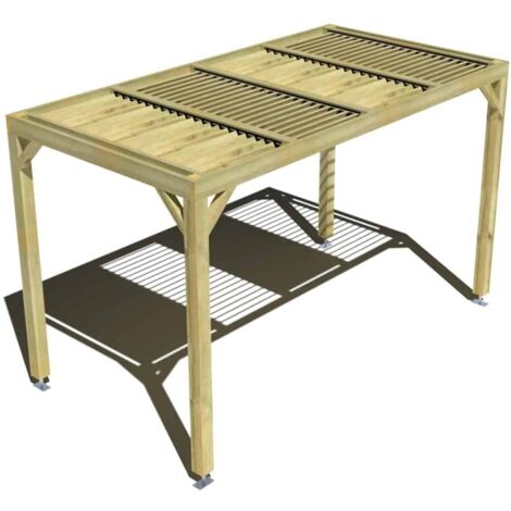 Pergola bois • 4m x 2m • indépendante • sens profondeur • lames orientables bioclimatiques incluses • livraison comprise