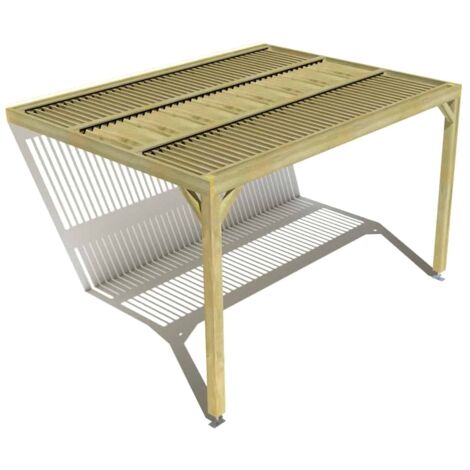 Pergola bois • 4m x 3m • adossée • sens largeur • lames orientables bioclimatiques incluses • livraison comprise