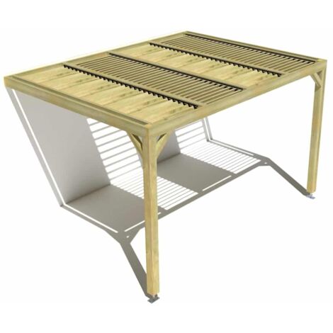 Pergola bois • 4m x 3m • adossée • sens profondeur • lames orientables bioclimatiques incluses • livraison comprise