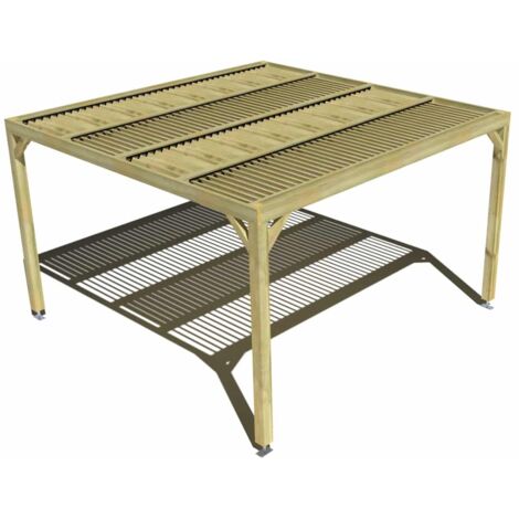 Pergola bois • 4m x 4m • indépendante • sens largeur • lames orientables bioclimatiques incluses • livraison comprise