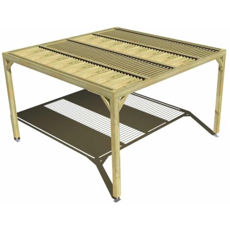 Pergola bois • 4m x 4m • indépendante • sens profondeur • lames orientables bioclimatiques incluses • livraison comprise
