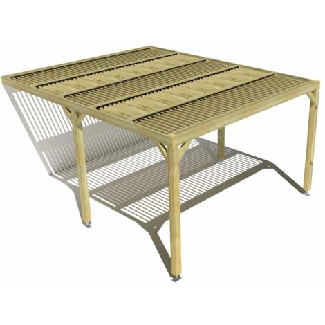 Pergola bois • 4m x 5m • adossée • sens largeur • lames orientables bioclimatiques incluses • livraison comprise