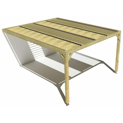 Pergola bois • 4m x 5m • adossée • sens profondeur • lames orientables bioclimatiques incluses • livraison comprise