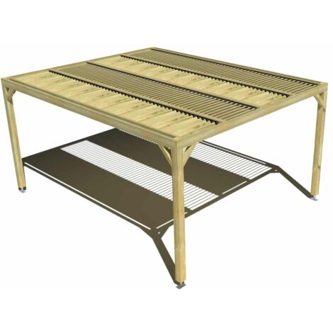 Pergola bois • 4m x 5m • indépendante • sens profondeur • lames orientables bioclimatiques incluses • livraison comprise