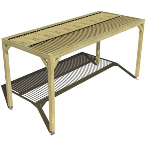 Pergola bois • 5m x 2m • indépendante • sens largeur • lames orientables bioclimatiques incluses • livraison comprise