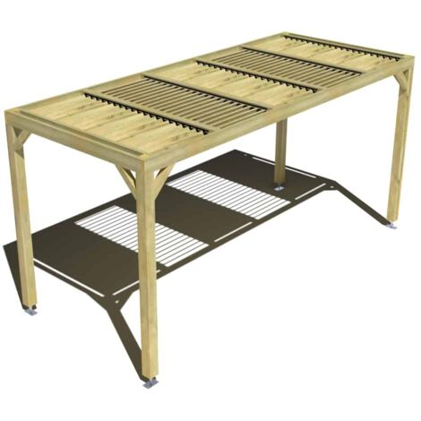 Pergola bois • 5m x 2m • indépendante • sens profondeur • lames orientables bioclimatiques incluses • livraison comprise