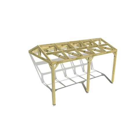 PERGOLA BOIS 5M x 3M 2 PENTS ADOSSÉE OPTION CHEVRONS BOISLivraison comprise