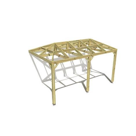 PERGOLA BOIS 5M x 3M 4 PENTS ADOSSÉE OPTION CHEVRONS BOIS4 CLAUSTRAS BOIS Livraison comprise