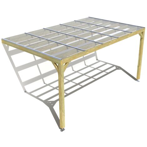 Pergola bois • 5m x 3m • adossée • sens largeur • couverture étanche transparente incluse • livraison comprise