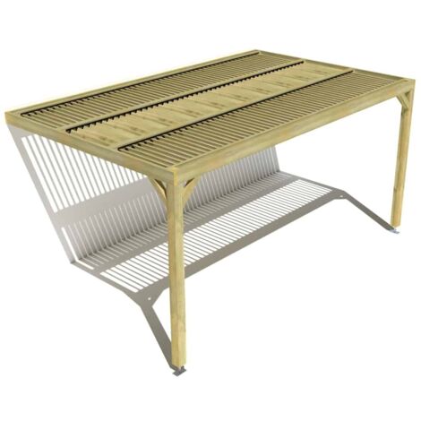 Pergola bois • 5m x 3m • adossée • sens largeur • lames orientables bioclimatiques incluses • livraison comprise