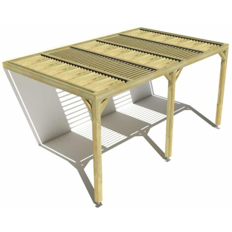 Pergola bois • 5m x 3m • adossée • sens profondeur • lames orientables bioclimatiques incluses • livraison comprise