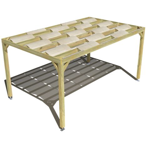 Pergola bois • 5m x 3m • indépendante • sens largeur • voilage semi-transparent inclus • livraison comprise
