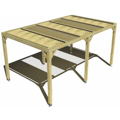 Pergola bois • 5m x 3m • indépendante • sens profondeur • lames orientables bioclimatiques incluses • livraison comprise