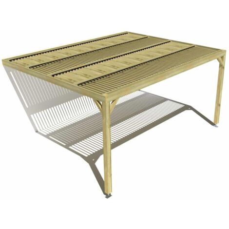 Pergola bois • 5m x 4m • adossée • sens largeur • lames orientables bioclimatiques incluses • livraison comprise