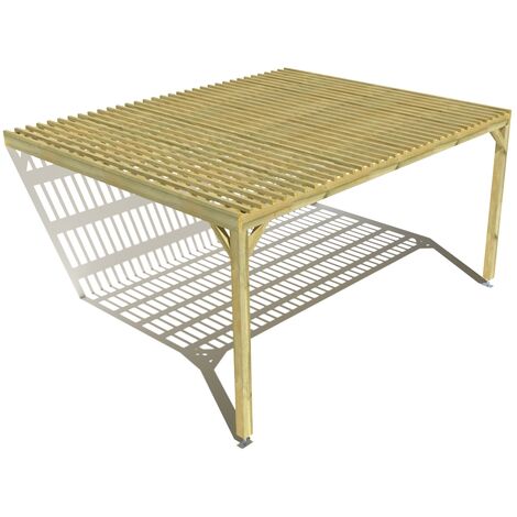 Pergola bois • 5m x 4m • adossée • sens largeur • lattage bois • livraison comprise