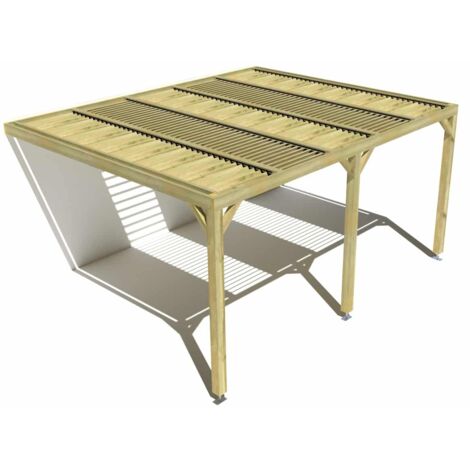 Pergola bois • 5m x 4m • adossée • sens profondeur • lames orientables bioclimatiques incluses • livraison comprise