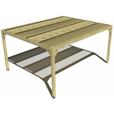 Pergola bois • 5m x 4m • indépendante • sens largeur • lames orientables bioclimatiques incluses • livraison comprise