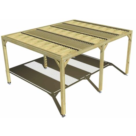 Pergola bois • 5m x 4m • indépendante • sens profondeur • lames orientables bioclimatiques incluses • livraison comprise