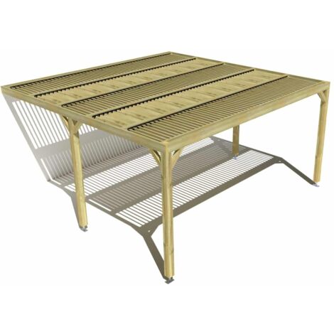 Pergola bois • 5m x 5m • adossée • sens largeur • lames orientables bioclimatiques incluses • livraison comprise