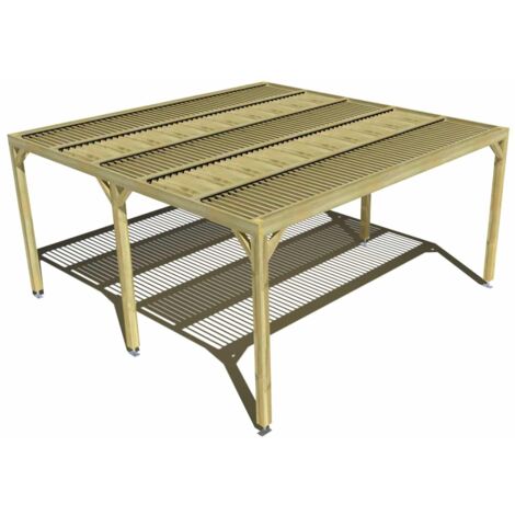 Pergola bois • 5m x 5m • indépendante • sens largeur • lames orientables bioclimatiques incluses • livraison comprise