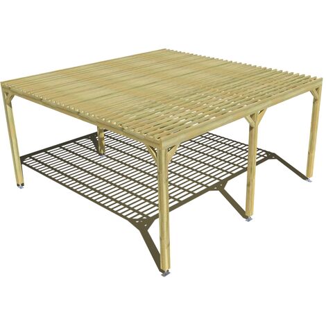 Pergola bois • 5m x 5m • indépendante • sens profondeur • lattage bois • livraison comprise