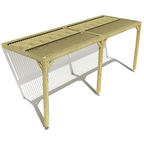 Pergola bois • 6m x 2m • adossée • sens largeur • lames orientables bioclimatiques incluses • livraison comprise