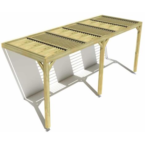 Pergola bois • 6m x 2m • adossée • sens profondeur • lames orientables bioclimatiques incluses • livraison comprise