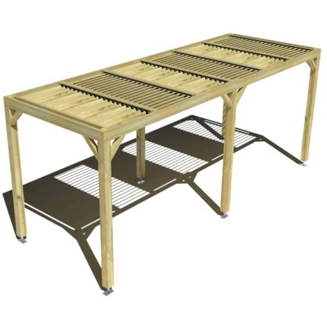 Pergola bois • 6m x 2m • indépendante • sens profondeur • lames orientables bioclimatiques incluses • livraison comprise