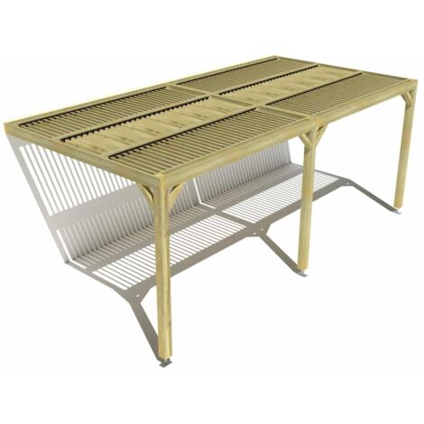 Pergola bois • 6m x 3m • adossée • sens largeur • lames orientables bioclimatiques incluses • livraison comprise
