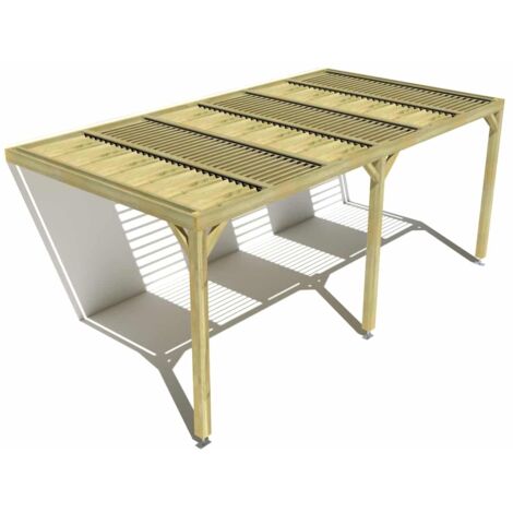 Pergola bois • 6m x 3m • adossée • sens profondeur • lames orientables bioclimatiques incluses • livraison comprise