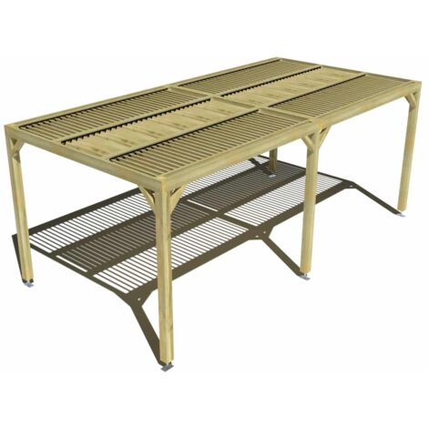 Pergola bois • 6m x 3m • indépendante • sens largeur • lames orientables bioclimatiques incluses • livraison comprise