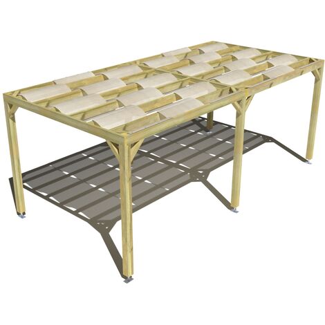 Pergola bois • 6m x 3m • indépendante • sens largeur • voilage semi-transparent inclus • livraison comprise