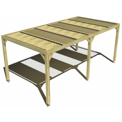 Pergola bois • 6m x 3m • indépendante • sens profondeur • lames orientables bioclimatiques incluses • livraison comprise