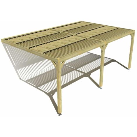 Pergola bois • 6m x 4m • adossée • sens largeur • lames orientables bioclimatiques incluses • livraison comprise