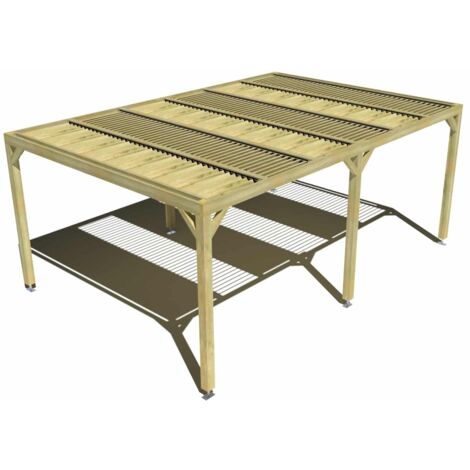 Pergola bois • 6m x 4m • indépendante • sens profondeur • lames orientables bioclimatiques incluses • livraison comprise