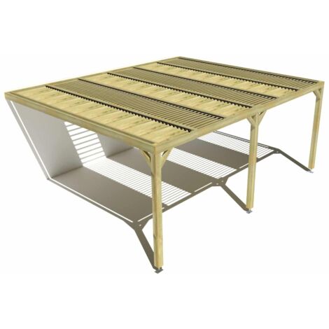 Pergola bois • 6m x 5m • adossée • sens profondeur • lames orientables bioclimatiques incluses • livraison comprise
