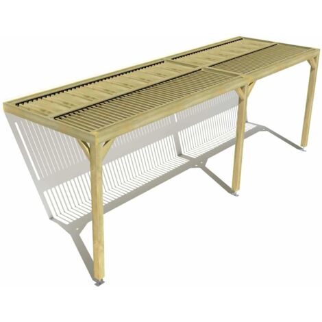 Pergola bois • 7m x 2m • adossée • sens largeur • lames orientables bioclimatiques incluses • livraison comprise